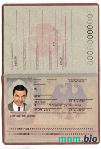 Paszport Niemiecki (2005-2017) przykład w formacie PSD